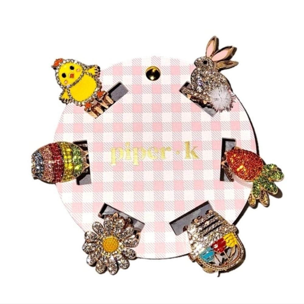 🐇▪️Piper K ▪️Easter Themed Metal Hair Claw Mini Clips Set Of 6